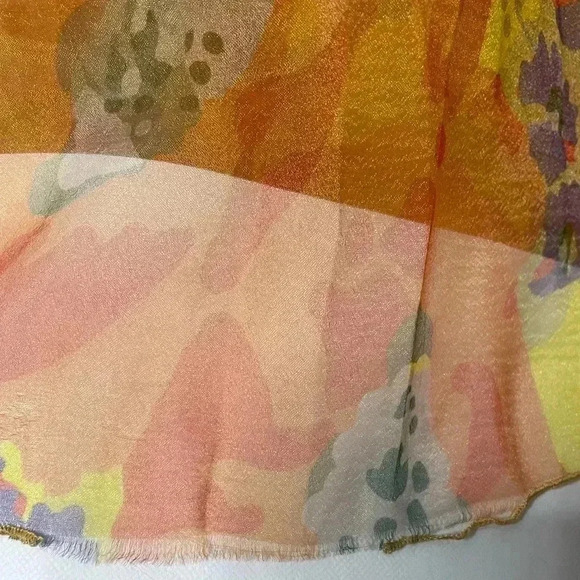 STAUD Dandelion Printed Organza Maxi Dress in Goldie Size 10 - Picture 10 of 16